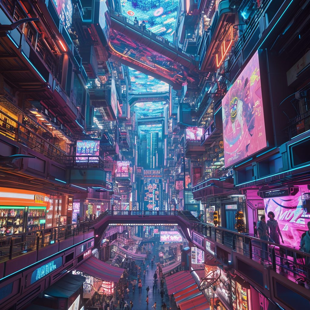Shopping Districts of Cyberpunk City AI Artwork 18