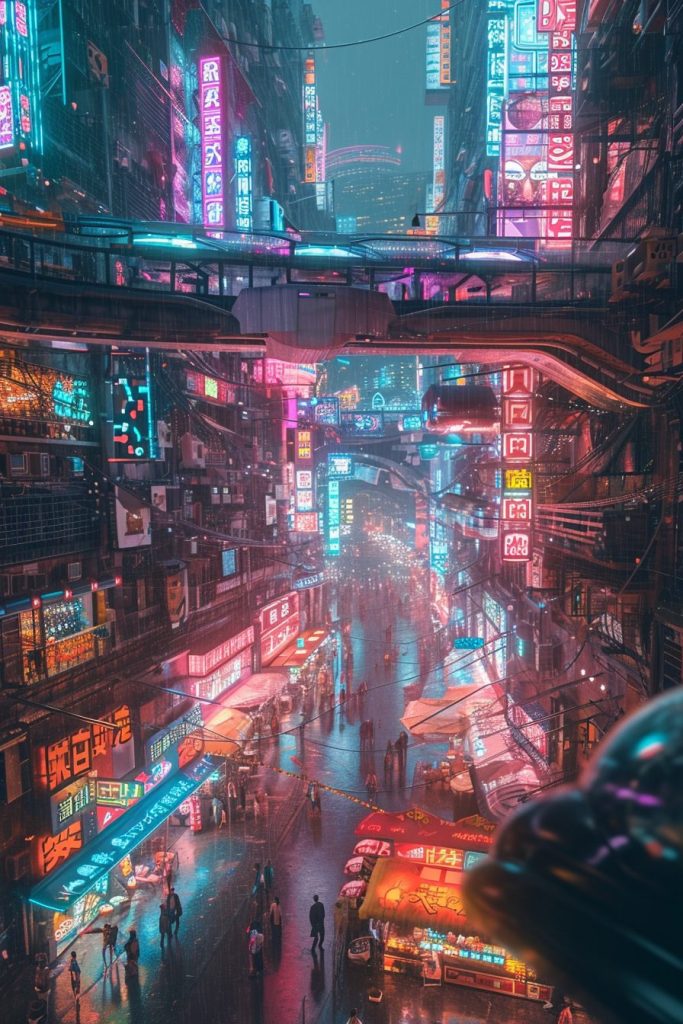 Shopping Districts of Cyberpunk City AI Artwork 19