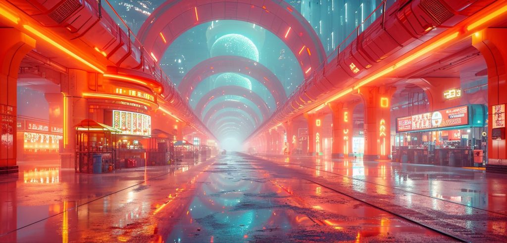 Shopping Districts of Cyberpunk City AI Artwork 20