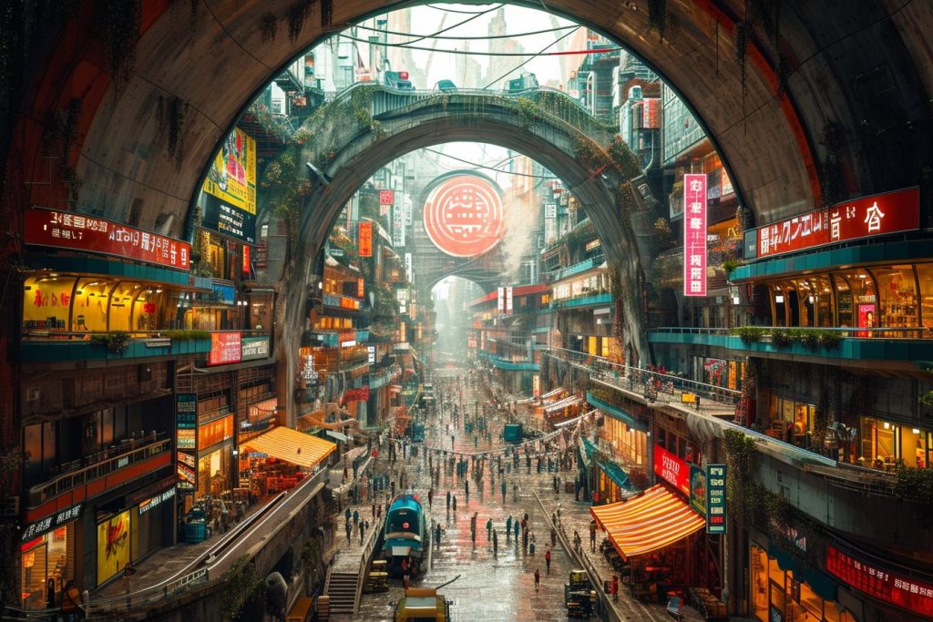 Shopping Districts of Cyberpunk City AI Artwork 23