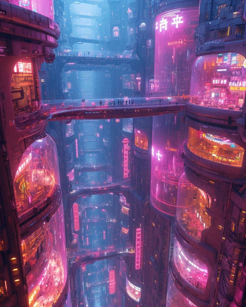 Shopping Districts of Cyberpunk City AI Artwork 38