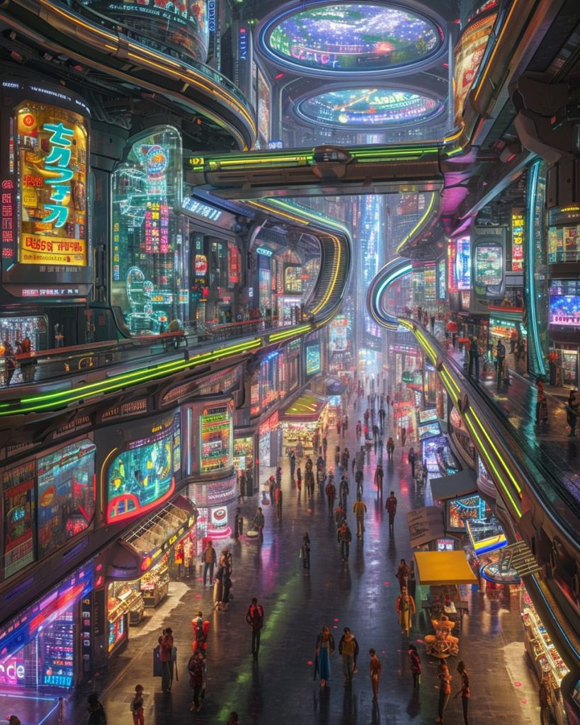 Shopping Districts of Cyberpunk City AI Artwork 43