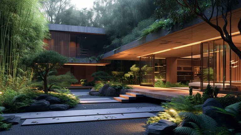 A Brutalism-Style House with a Garden