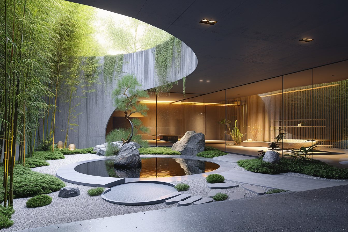 A Brutalism-Style House with a Garden