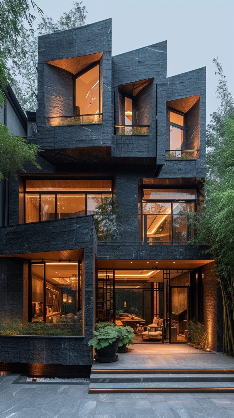 A Brutalism-Style House with a Garden