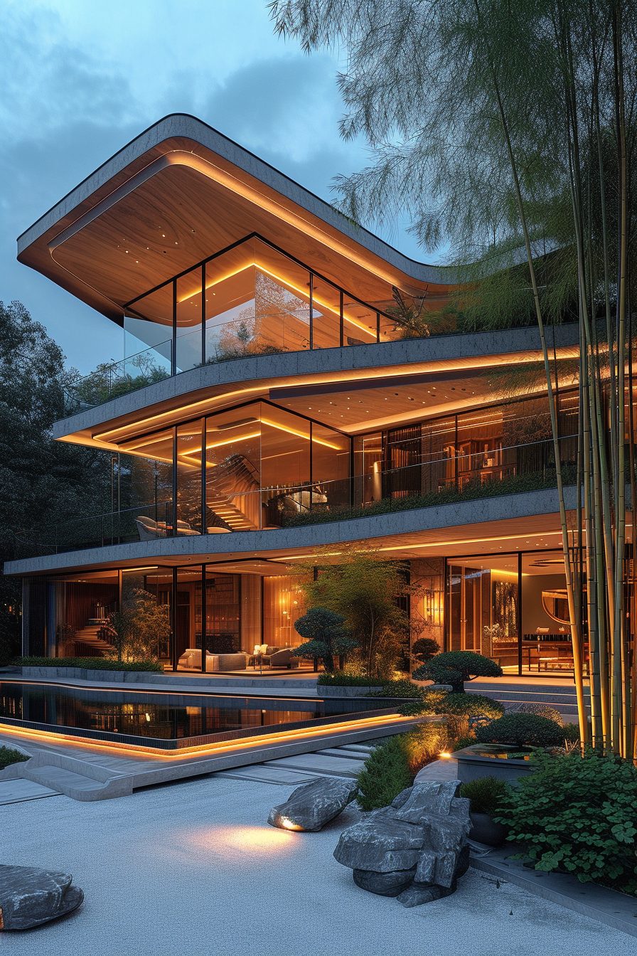A Brutalism-Style House with a Garden