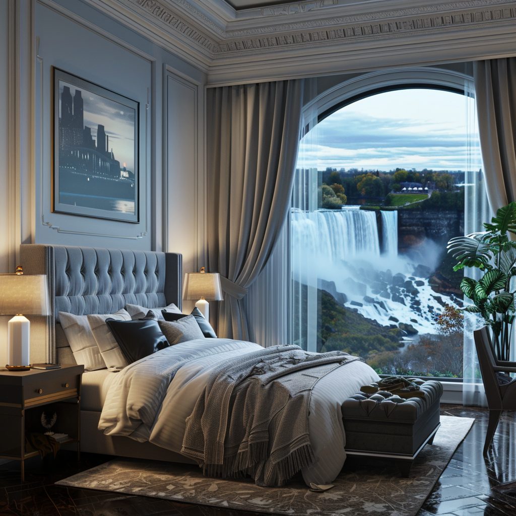 American Style Bedrooms with a View of the Waterfalls AI Artwork 10