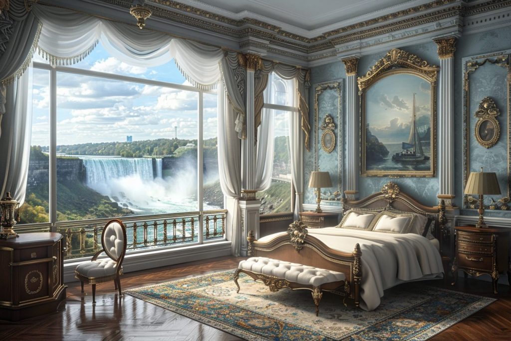 American Style Bedrooms with a View of the Waterfalls AI Artwork 15