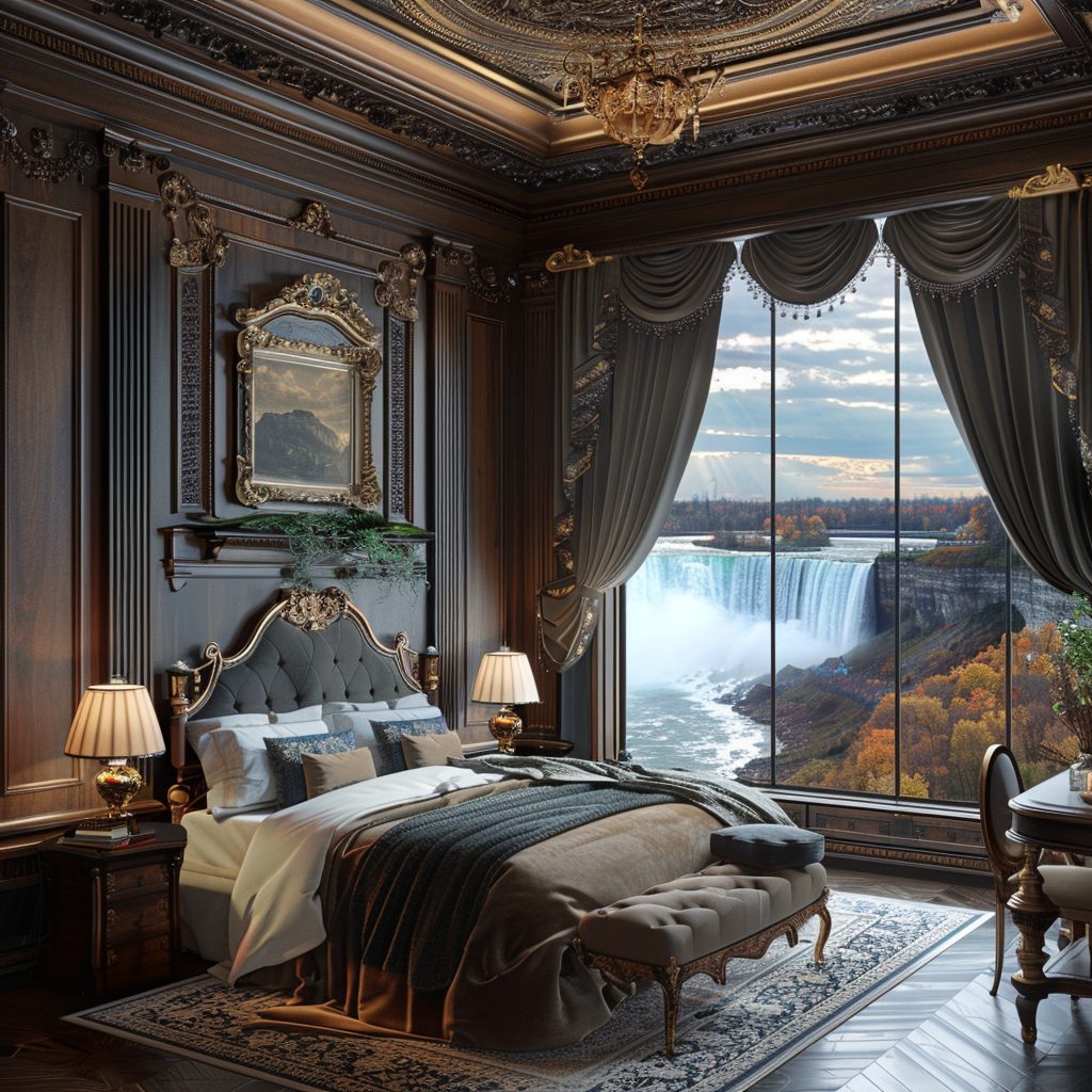 American Style Bedrooms with a View of the Waterfalls AI Artwork 16