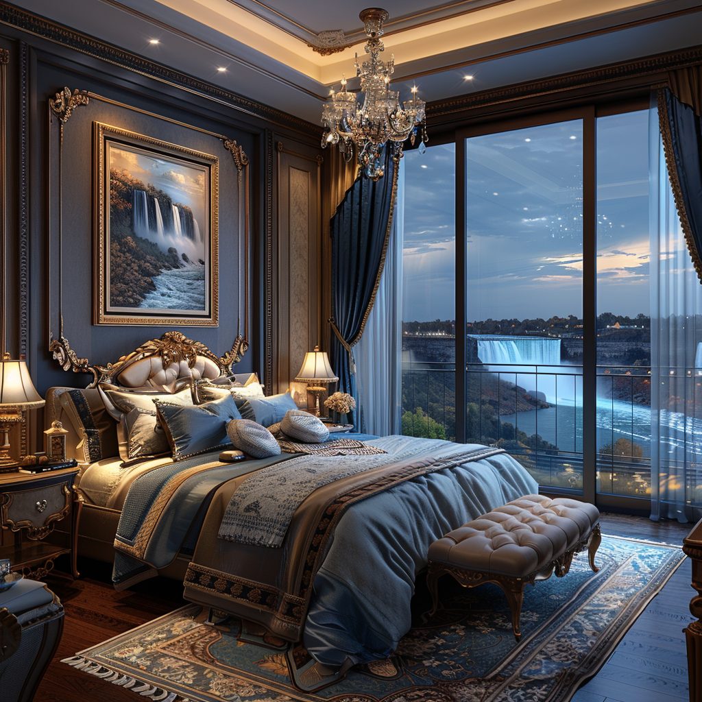 American Style Bedrooms with a View of the Waterfalls AI Artwork 17