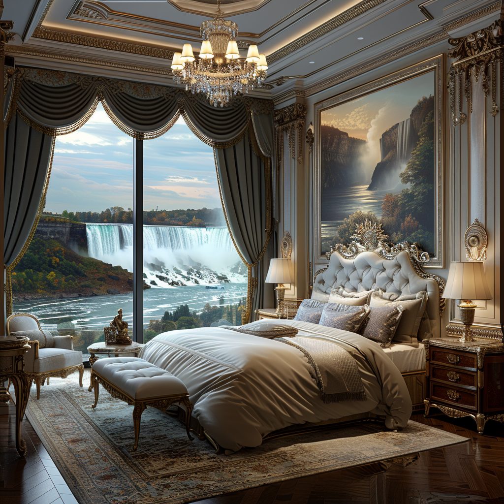 American Style Bedrooms with a View of the Waterfalls AI Artwork 18