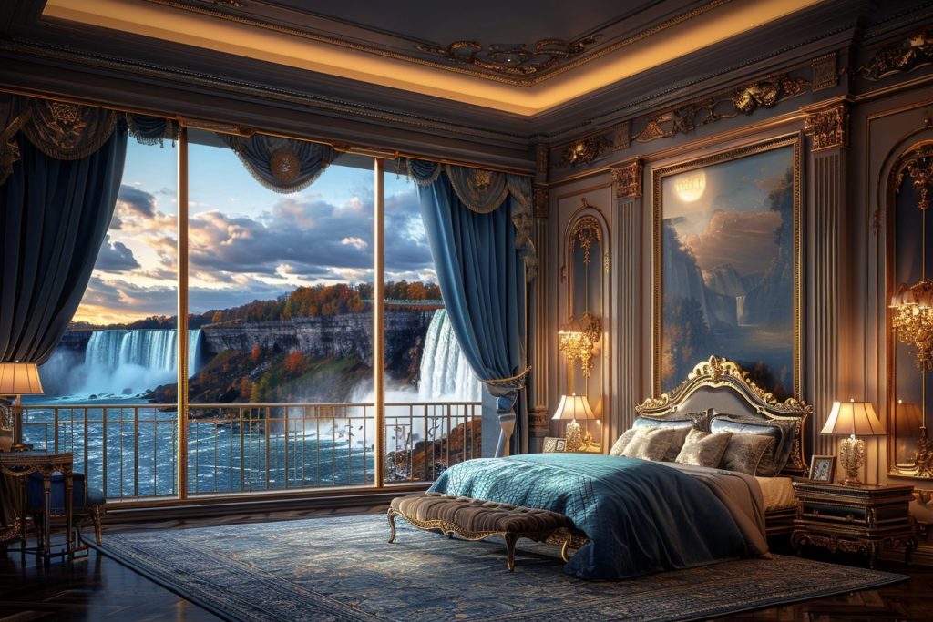 American Style Bedrooms with a View of the Waterfalls AI Artwork 19