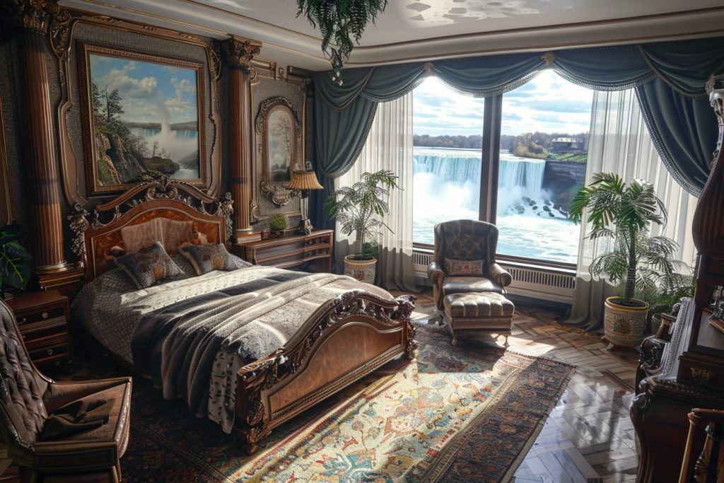 American Style Bedrooms with a View of the Waterfalls AI Artwork 2