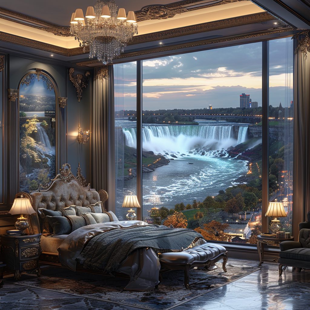 American Style Bedrooms with a View of the Waterfalls AI Artwork 20