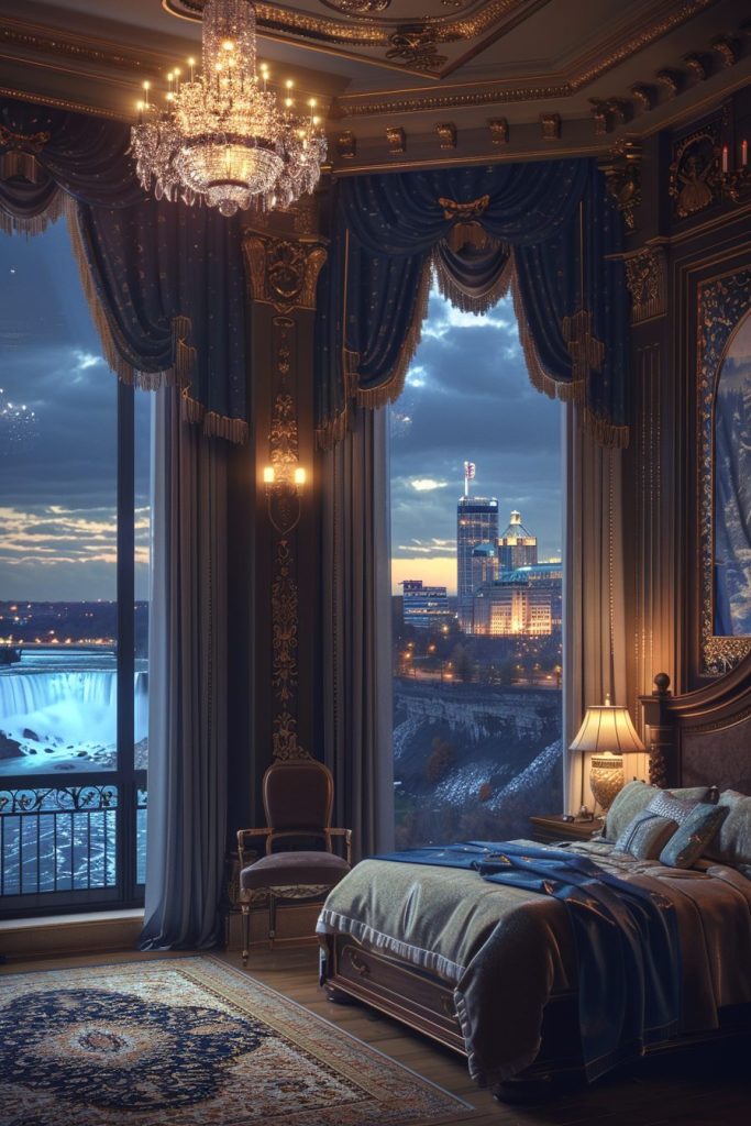 American Style Bedrooms with a View of the Waterfalls AI Artwork 22