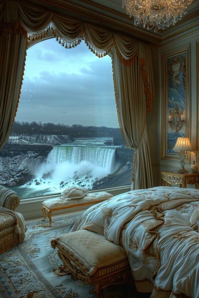 American Style Bedrooms with a View of the Waterfalls AI Artwork 24