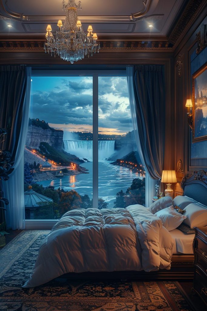 American Style Bedrooms with a View of the Waterfalls AI Artwork 25