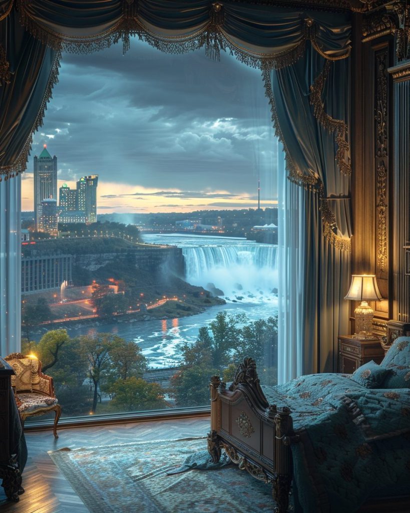 American Style Bedrooms with a View of the Waterfalls AI Artwork 26