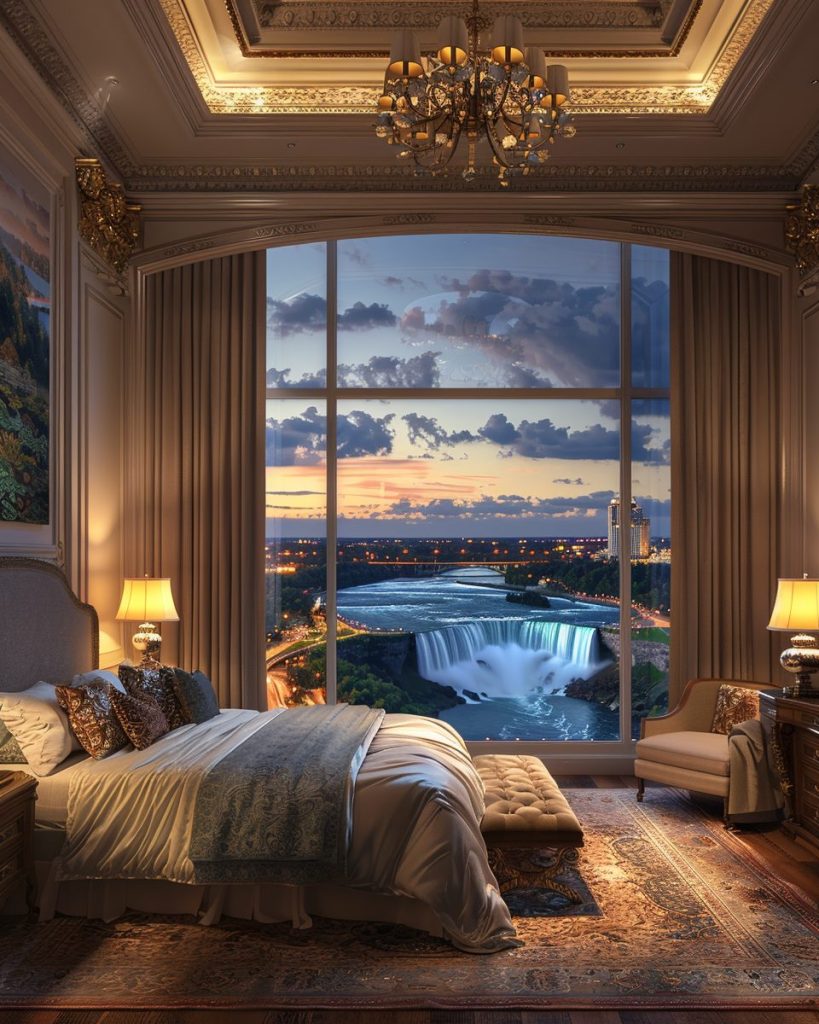 American Style Bedrooms with a View of the Waterfalls AI Artwork 27
