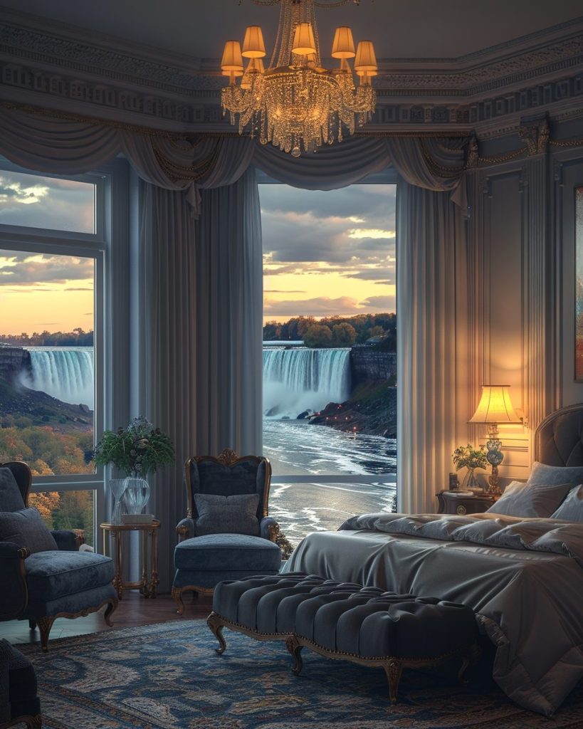 American Style Bedrooms with a View of the Waterfalls AI Artwork 28