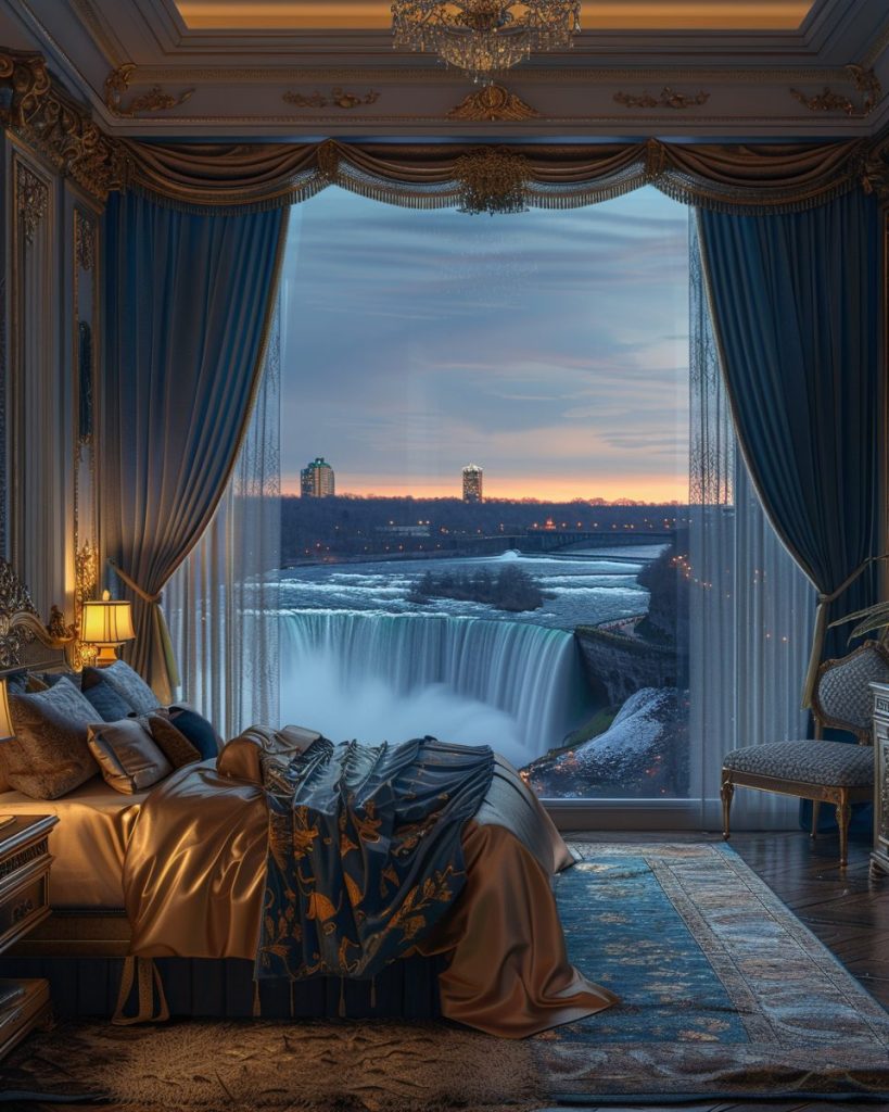 American Style Bedrooms with a View of the Waterfalls AI Artwork 30