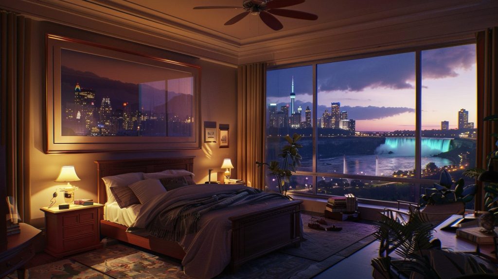 American Style Bedrooms with a View of the Waterfalls AI Artwork 31