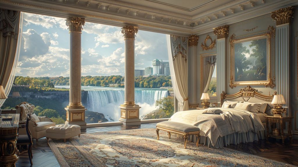 American Style Bedrooms with a View of the Waterfalls AI Artwork 33