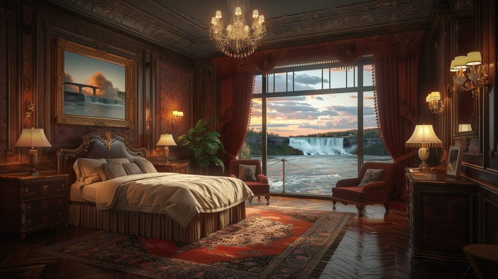American Style Bedrooms with a View of the Waterfalls AI Artwork 35