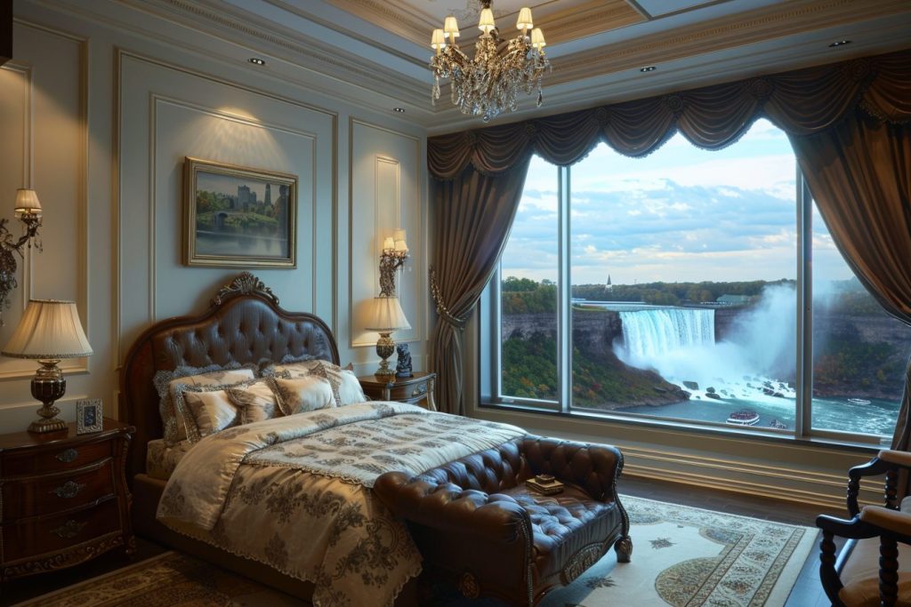 American Style Bedrooms with a View of the Waterfalls AI Artwork 3