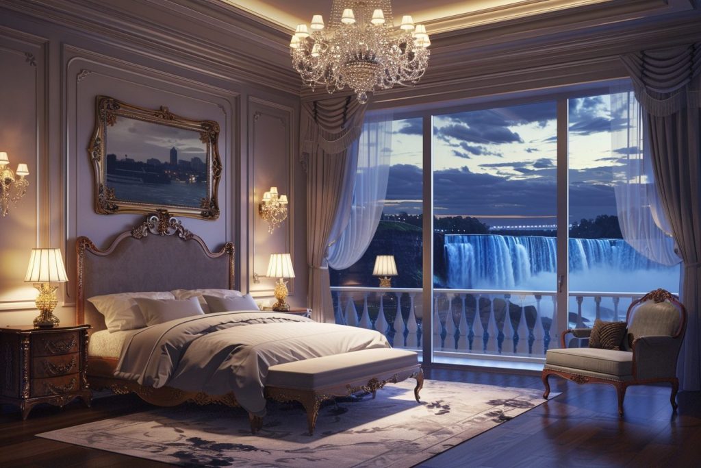 American Style Bedrooms with a View of the Waterfalls AI Artwork 4