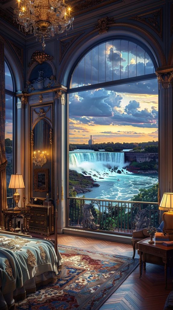 American Style Bedrooms with a View of the Waterfalls AI Artwork 5