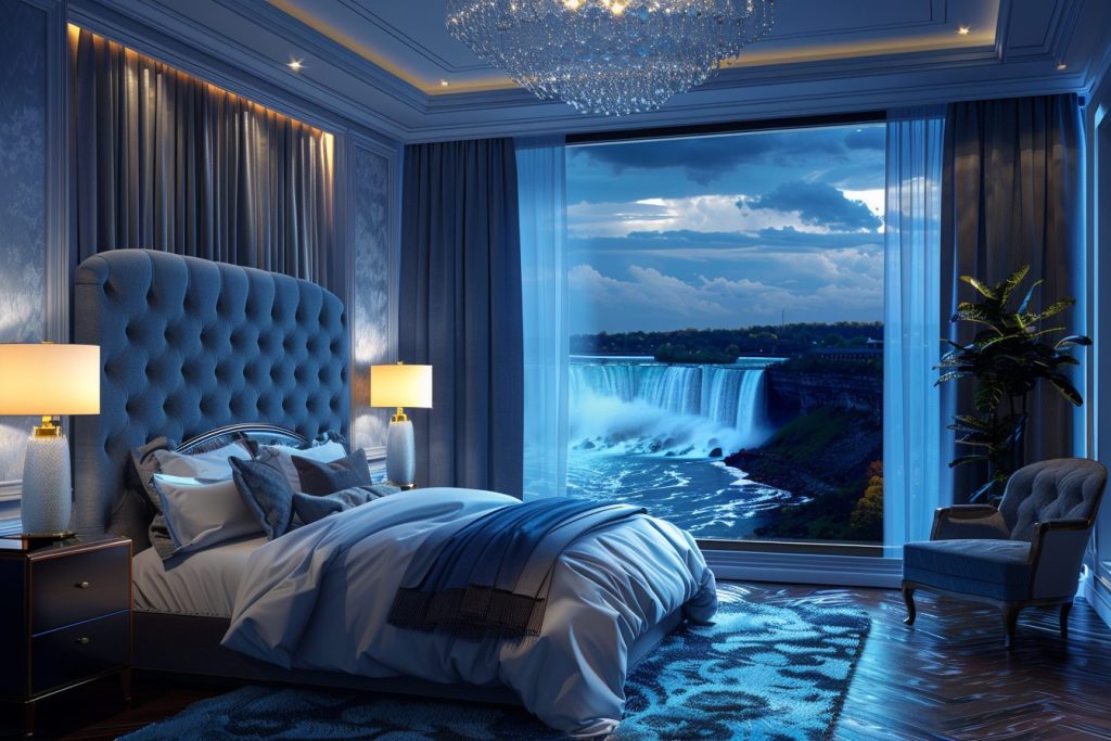 American Style Bedrooms with a View of the Waterfalls AI Artwork 6