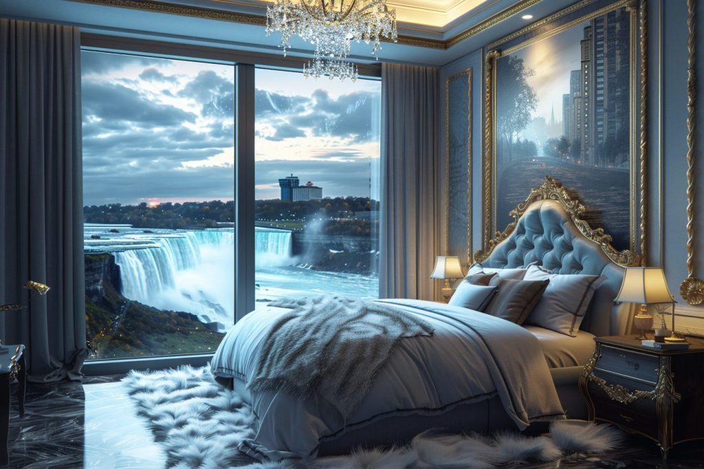 American Style Bedrooms with a View of the Waterfalls AI Artwork 7