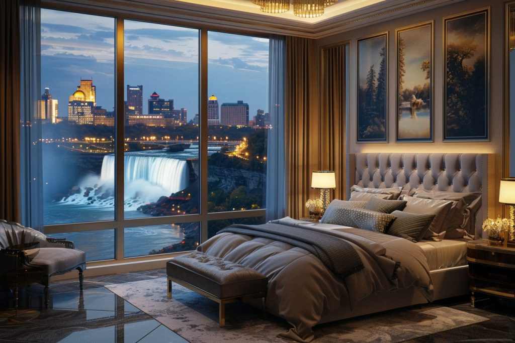 American Style Bedrooms with a View of the Waterfalls AI Artwork 8