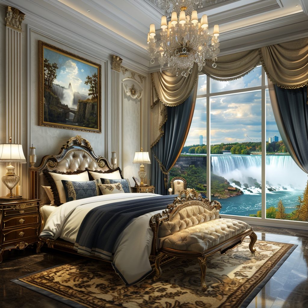American Style Bedrooms with a View of the Waterfalls AI Artwork 9