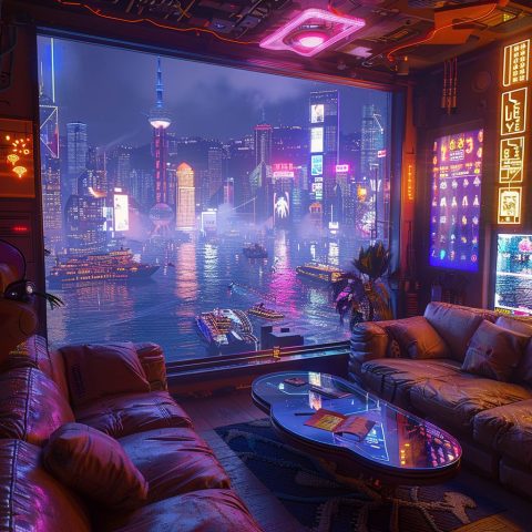 Cyberpunk Homes with Waterfront Views