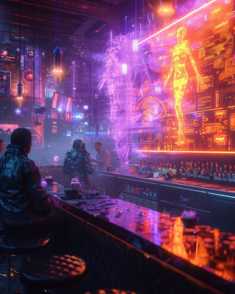 Cyberpunk Neon Bars AI Artwork 10