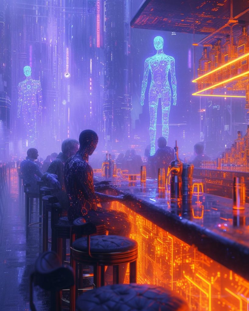 Cyberpunk Neon Bars AI Artwork 12