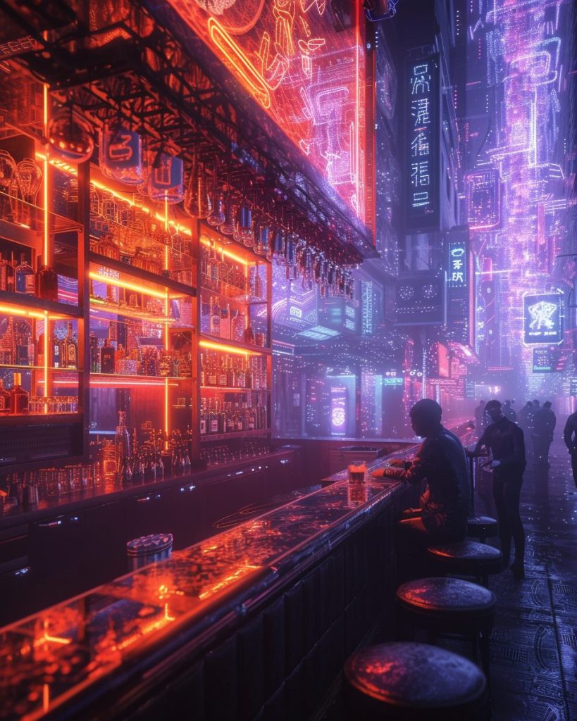 Cyberpunk Neon Bars AI Artwork 13