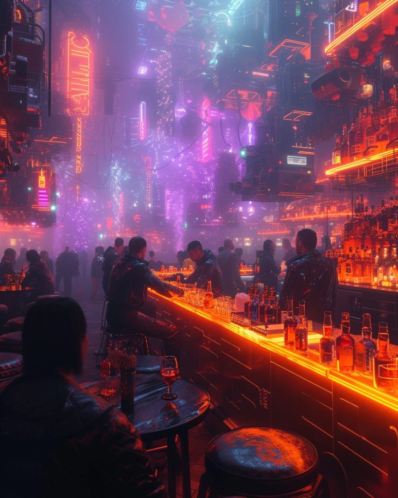 Cyberpunk Neon Bars AI Artwork 14