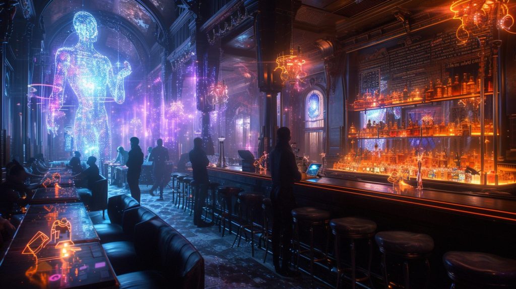 Cyberpunk Neon Bars AI Artwork 17