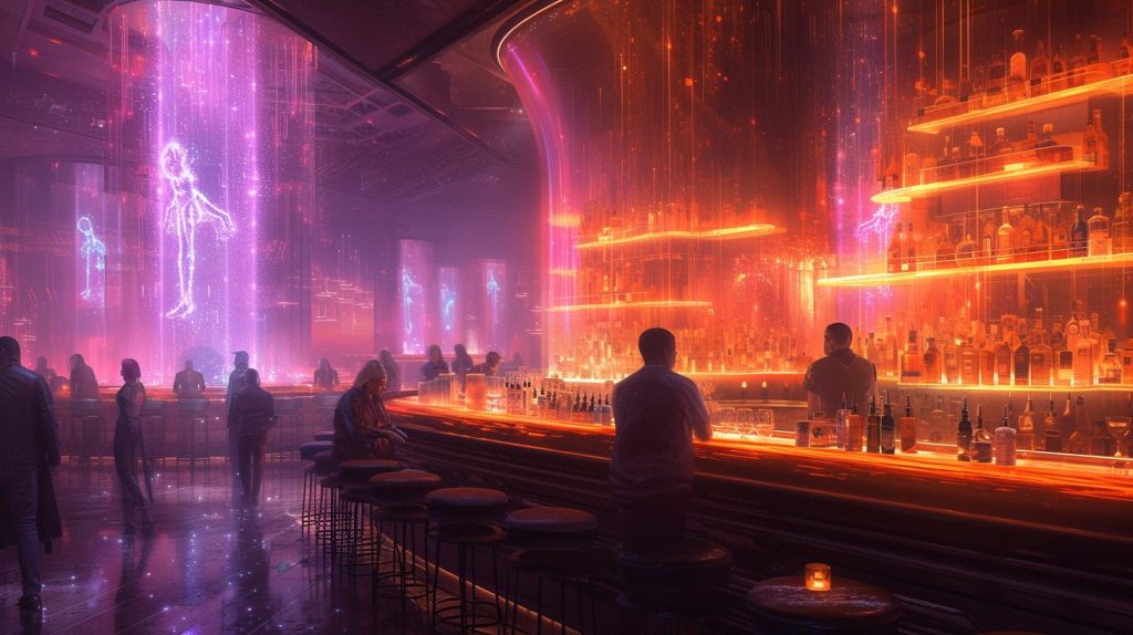 Cyberpunk Neon Bars AI Artwork 2