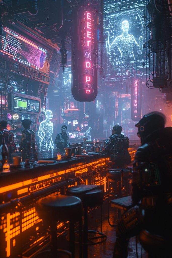 Cyberpunk Neon Bars AI Artwork 3