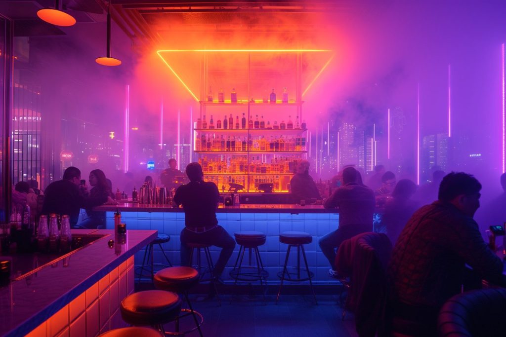 Cyberpunk Neon Bars AI Artwork 5