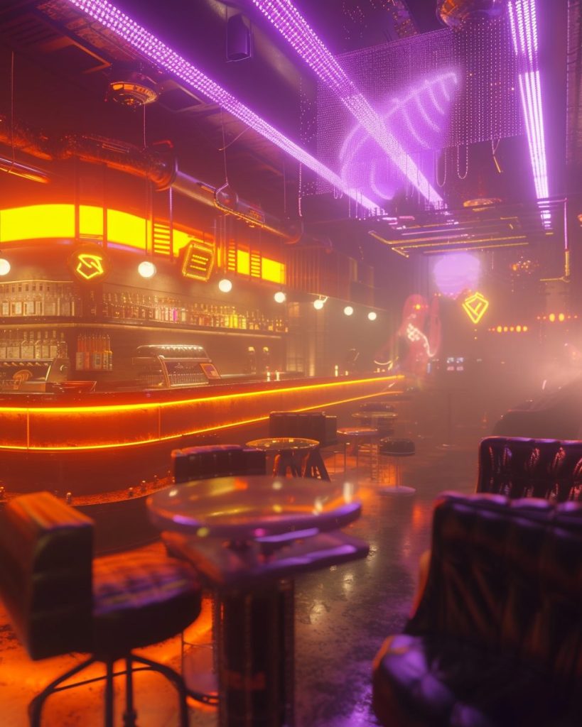 Cyberpunk Neon Bars AI Artwork 6