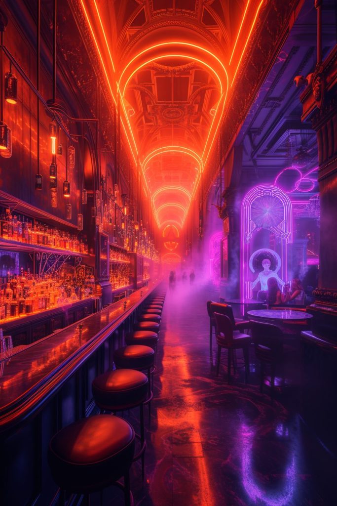 Cyberpunk Neon Bars AI Artwork 8