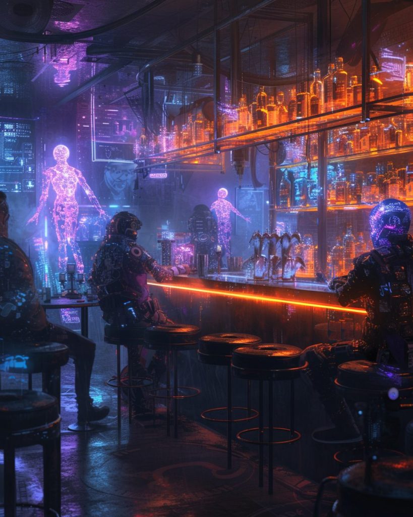 Cyberpunk Neon Bars AI Artwork 9
