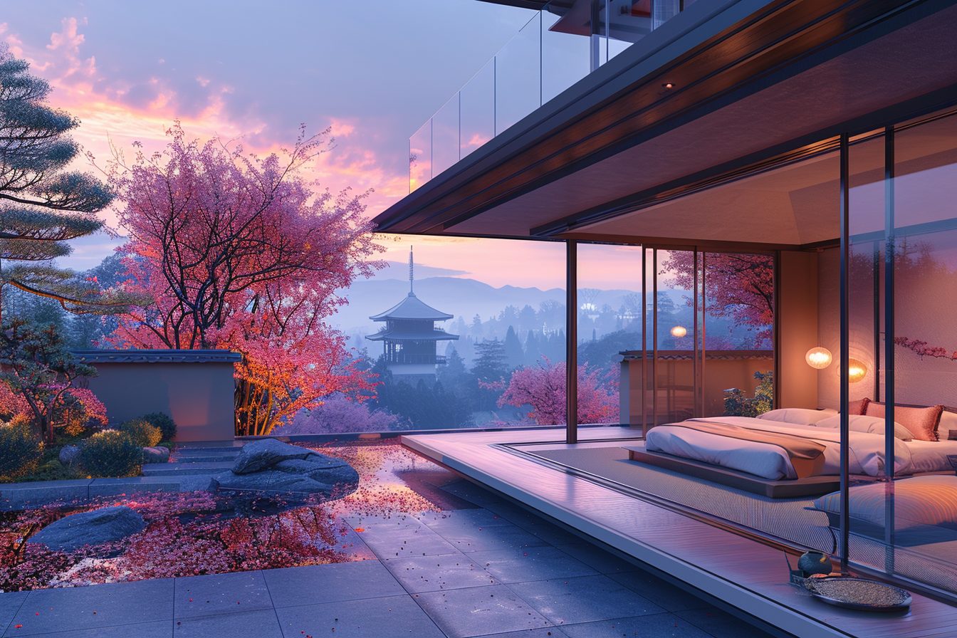 Japanese-Style Bedroom Interiors with a Beautiful View