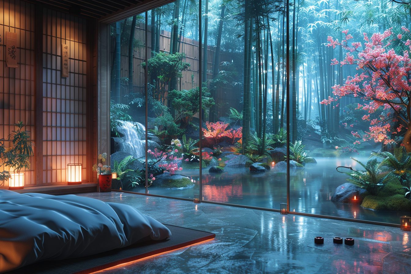 Japanese-Style Bedroom Interiors with a Beautiful View