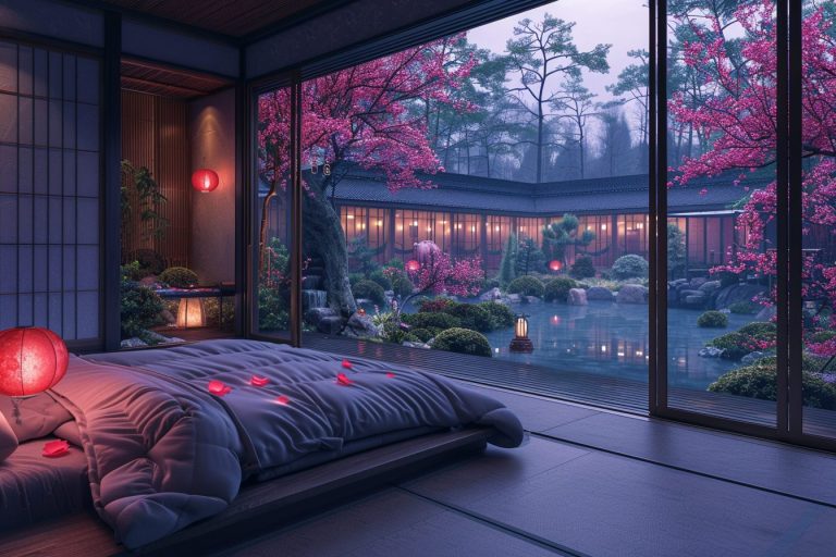 Japanese-Style Bedroom Interiors with a Beautiful View